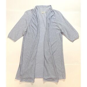 Eileen Fisher Cardigan Sweater Womens Medium M‎ Blue Linen Blend Duster